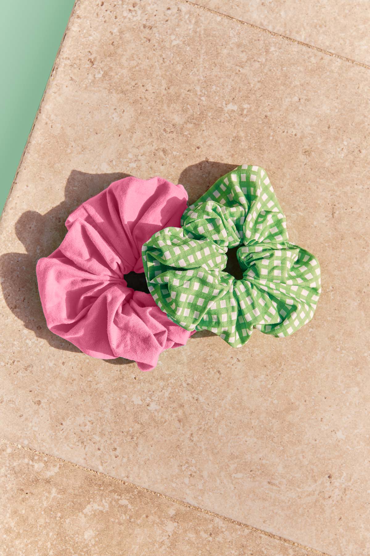 Pack 2 Chouchou oversize - Vichy Vert | Rose