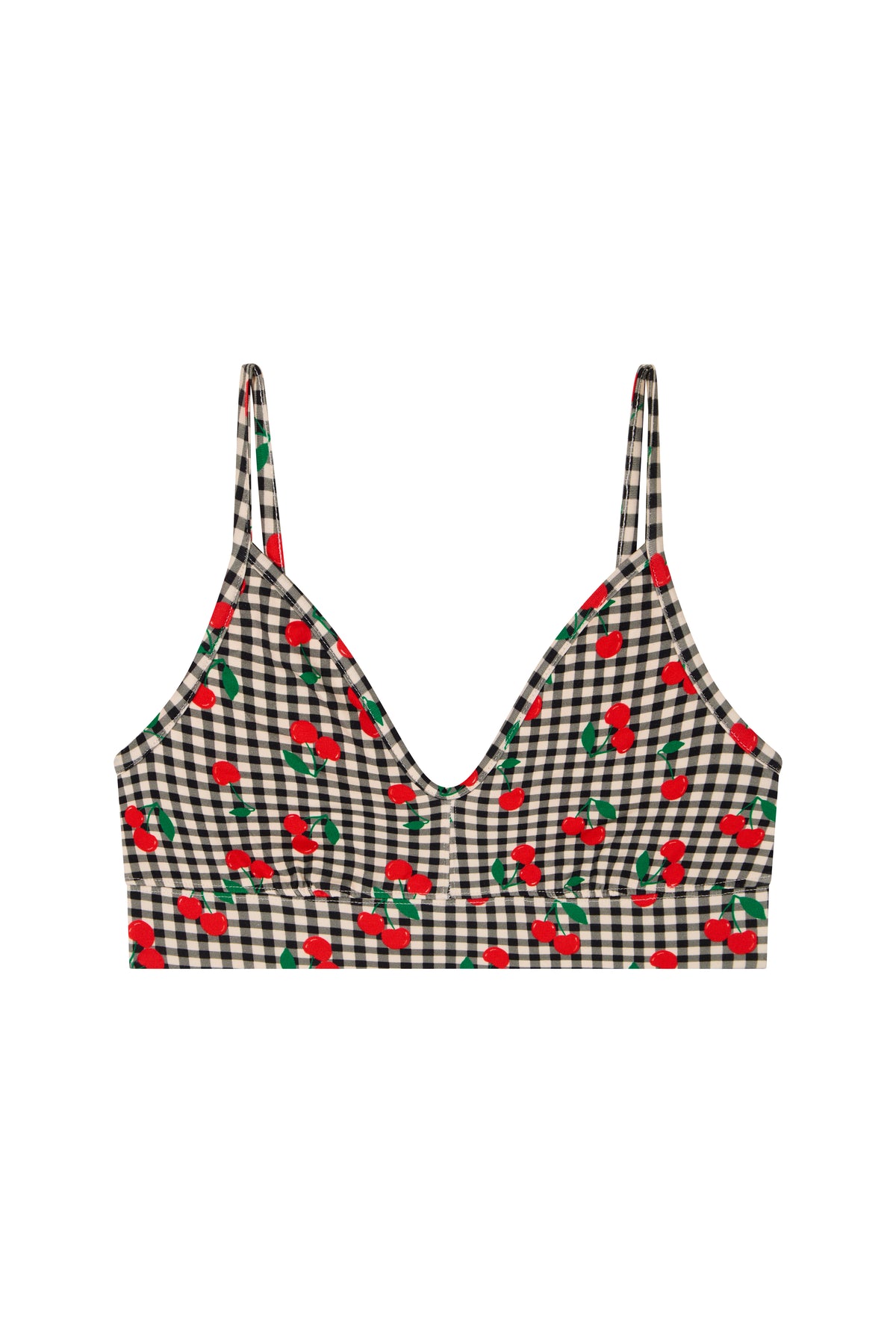 Brassière Coton BIO - Vichy Cerises Noir