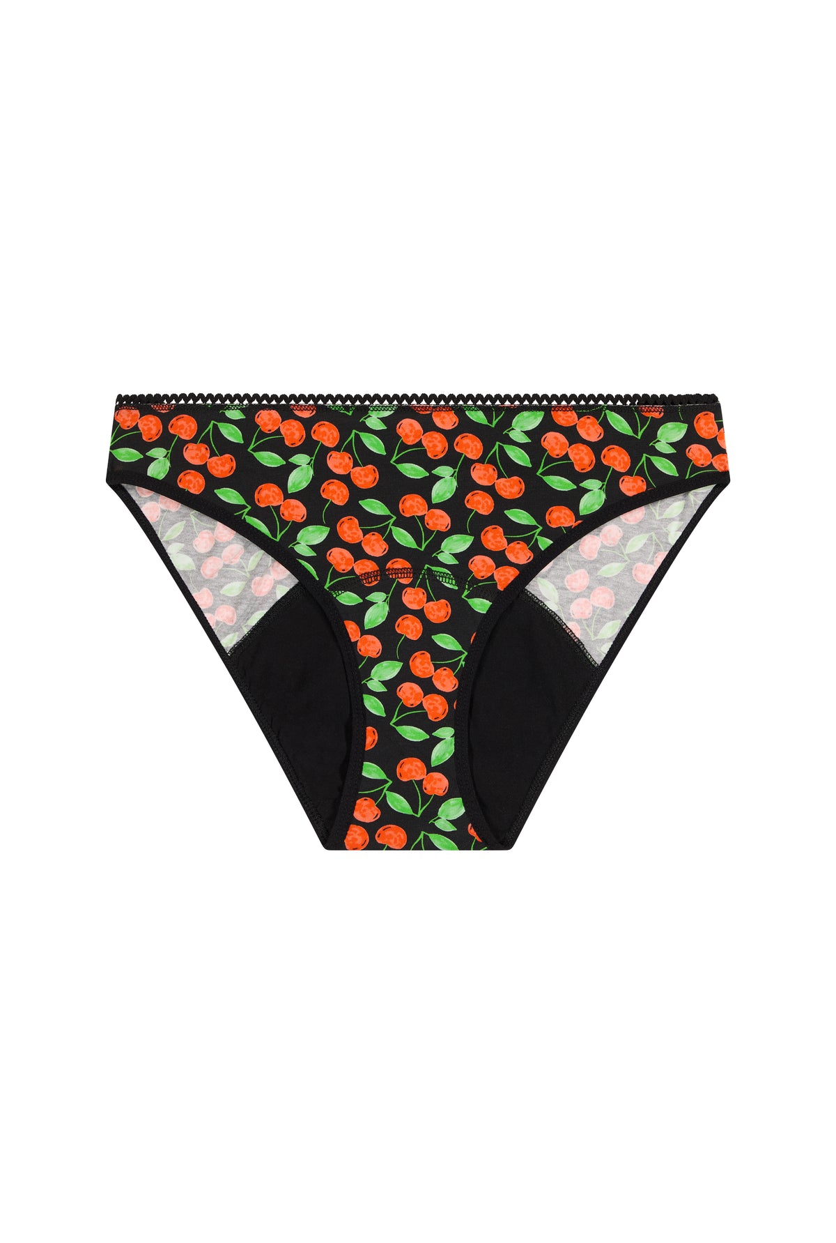 Culotte menstruelle GOTS - Flux moyen | Cerises Noir