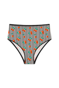 Culotte Taille Haute Coton BIO - Vichy Cerises Noir