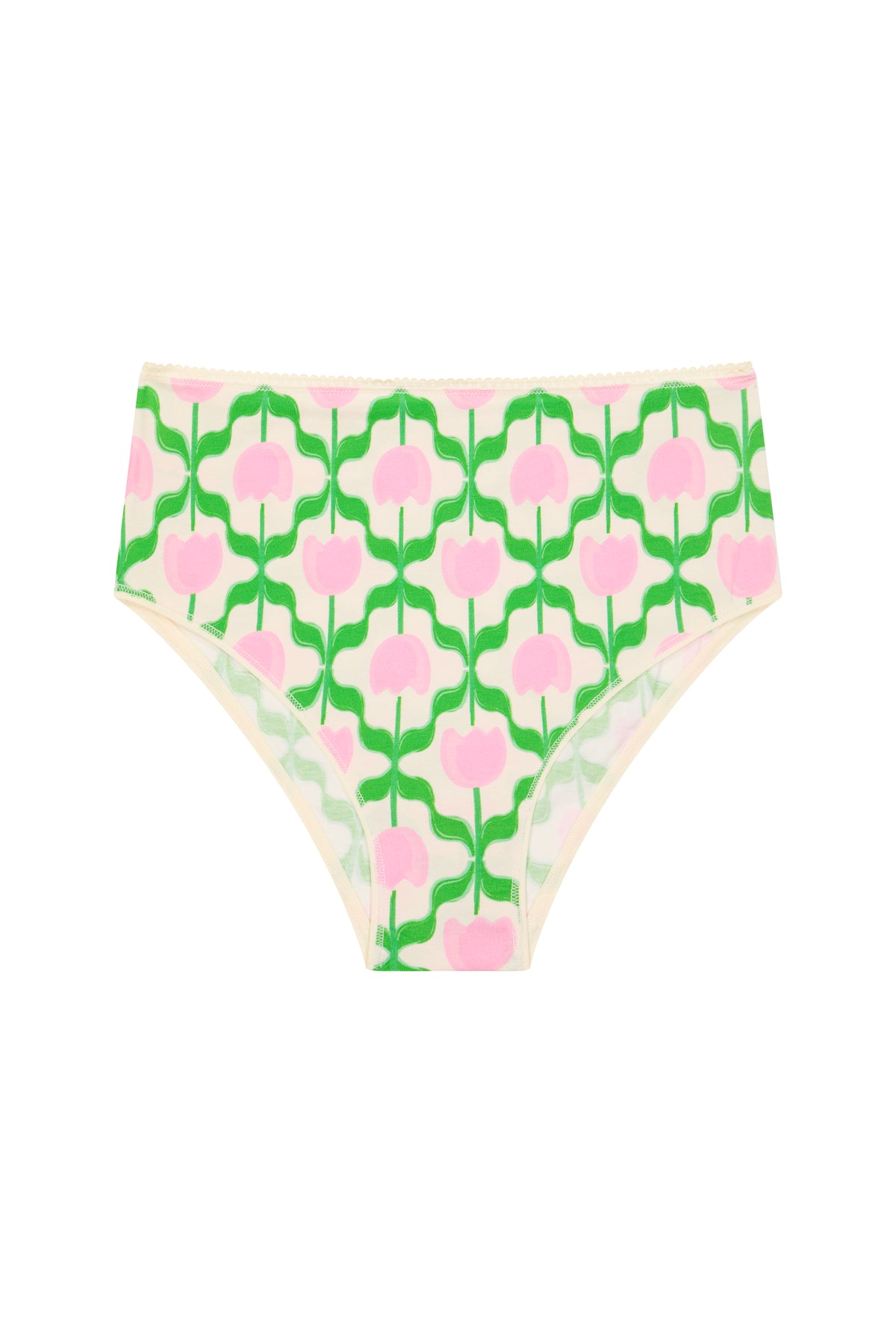 Culotte Taille Haute Coton BIO - Tulipes Roses