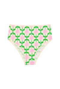 Culotte Taille Haute Coton BIO - Tulipes Roses