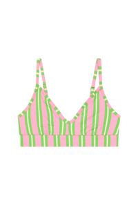 Brassière Coton BIO - Rayures Vertes et Roses