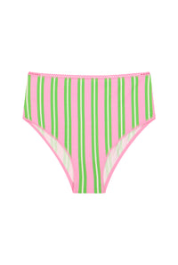 Culotte Taille Haute Coton BIO - Rayures Vertes et Roses