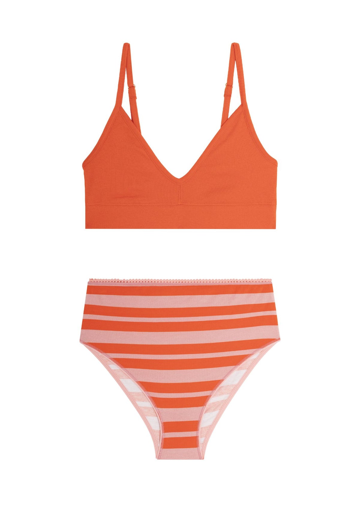 1 BRASSIERE - Rouge + 1 TAILLE HAUTE - Retro lines rouge