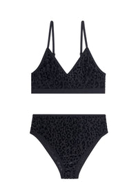 1 BRASSIERE + 1 TAILLE HAUTE TULLE - Léopard Noir