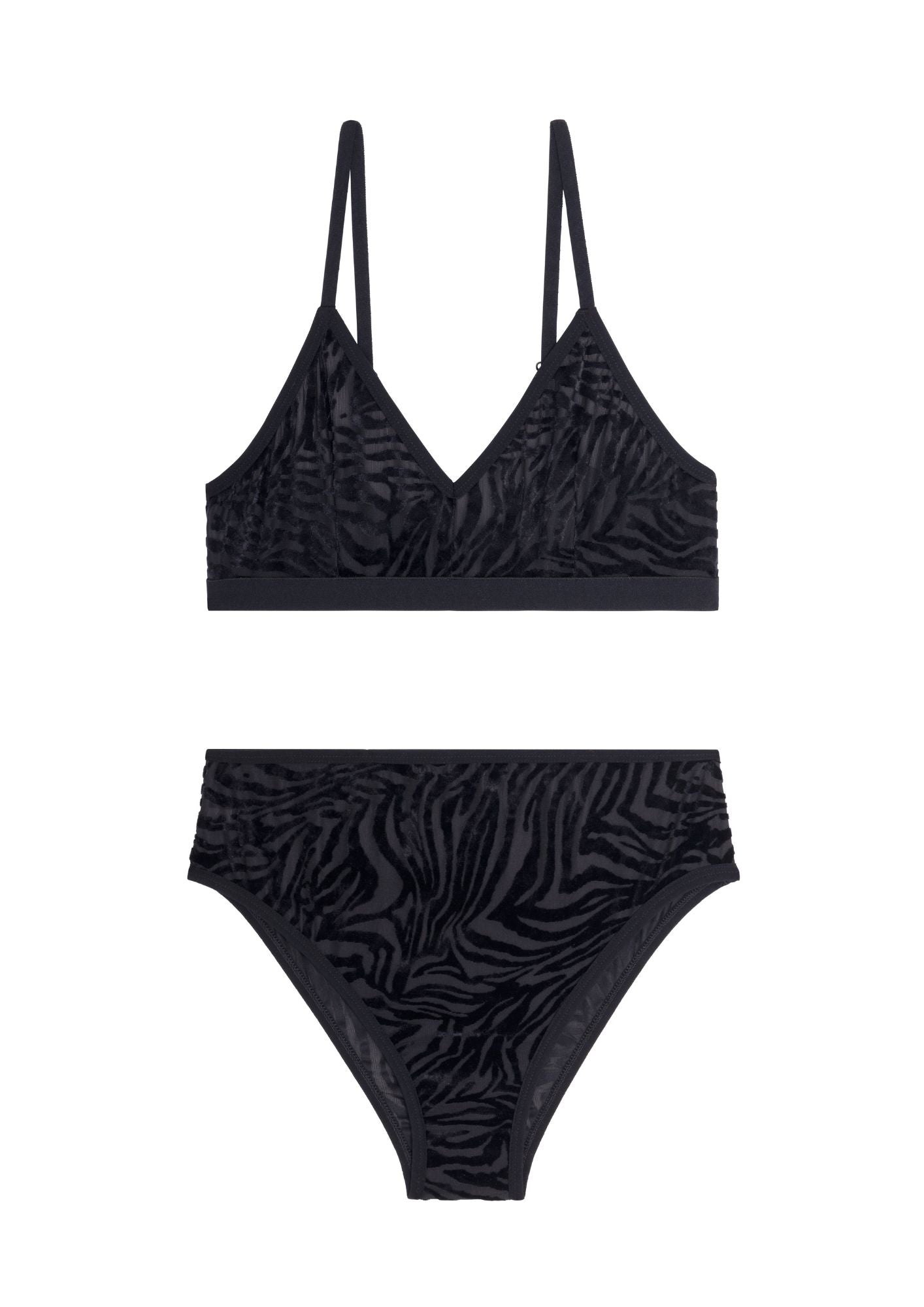 1 BRASSIERE + 1 TAILLE HAUTE TULLE - Zèbre Noir