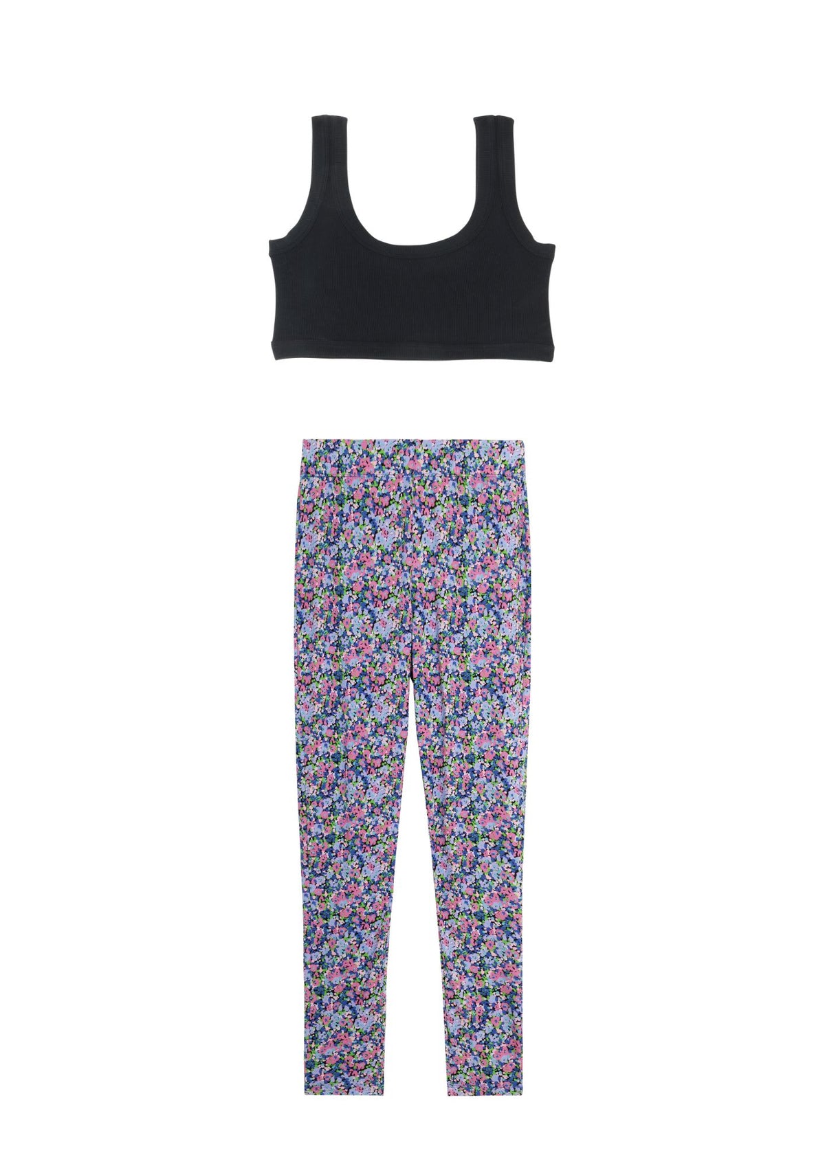 Top Noir & Leggings - Confettis Violet