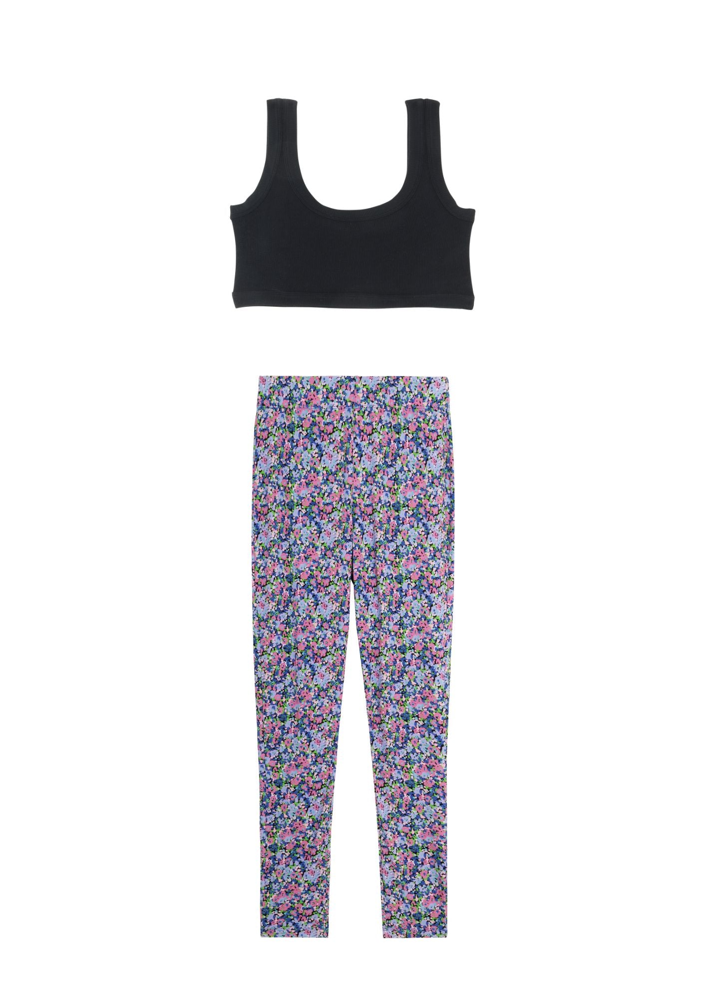 Top Noir & Leggings - Confettis Violet