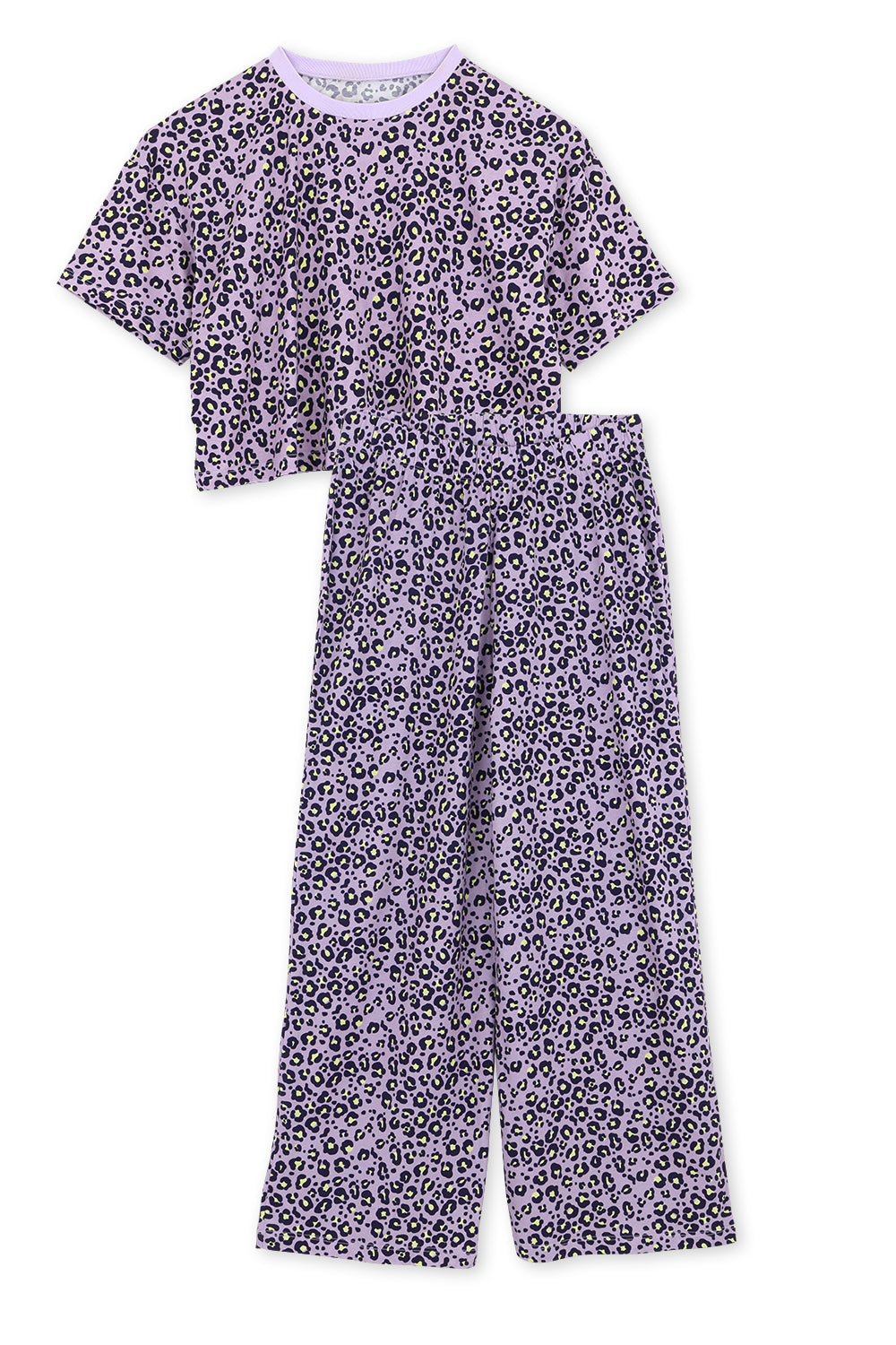Pyjama Long Coton Bio - Léopard Violet