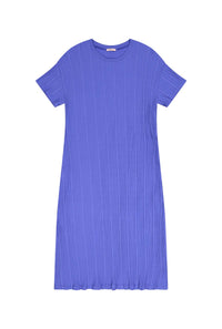 Robe T-shirt plissée Coton BIO - Bleu