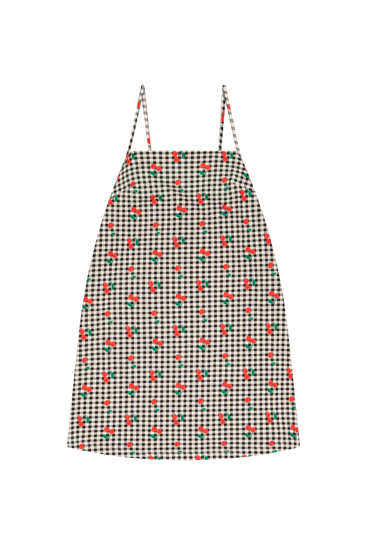 Robe Mini Coton BIO - Vichy Cerises Noir