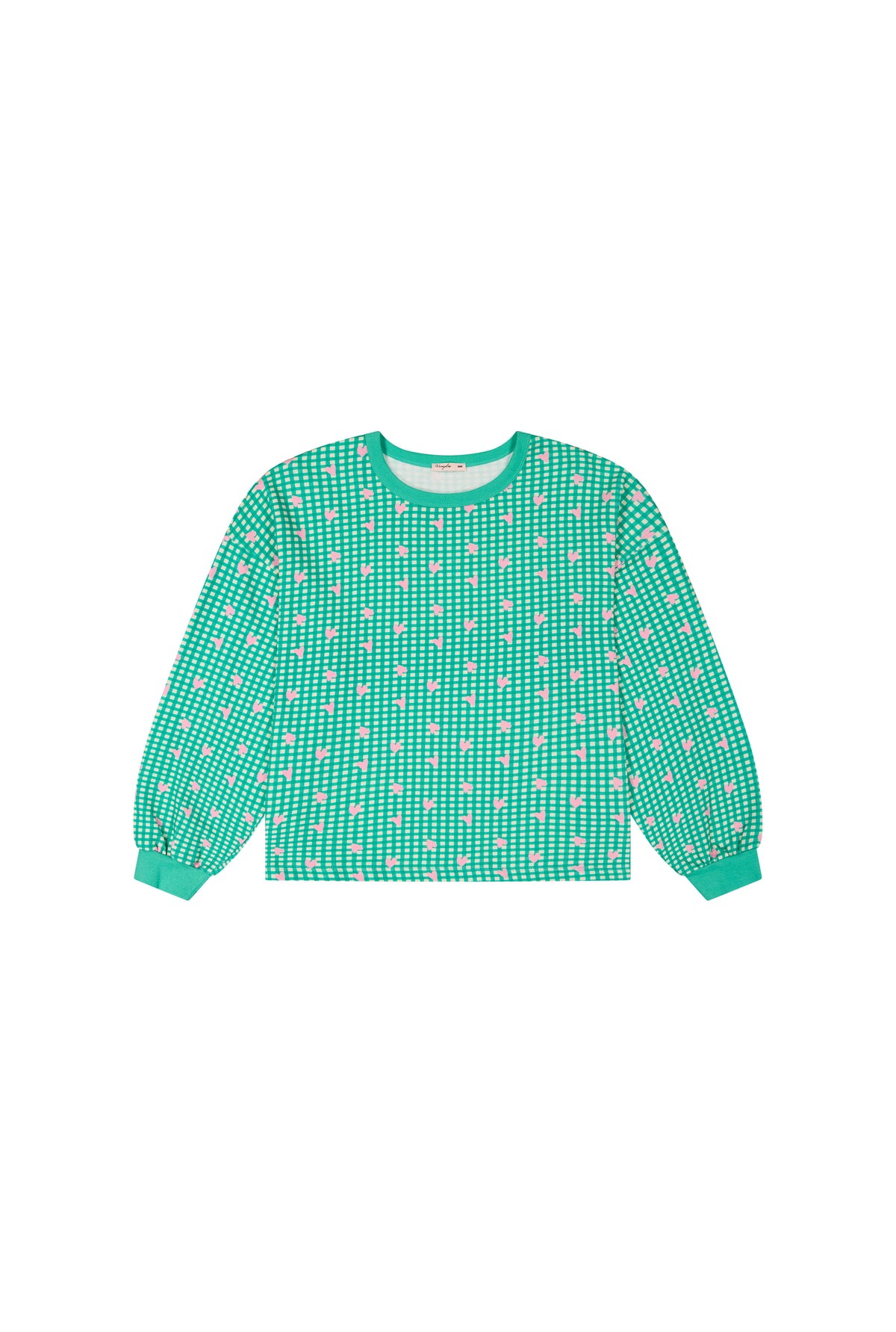 Sweat 100% Coton BIO - Vichy Coeurs Vert