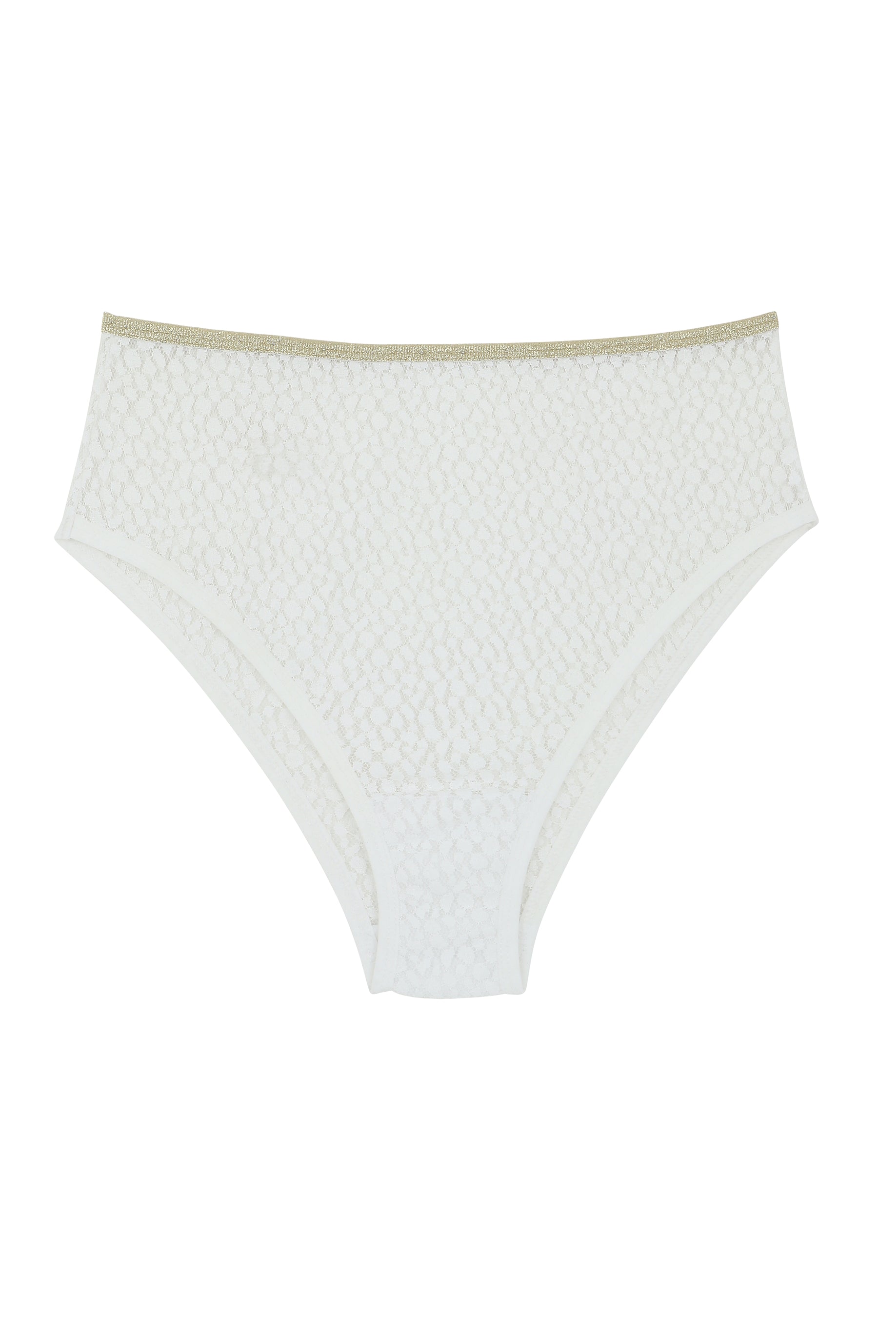 Culotte Taille Haute Dentelle - Blanc Lurex