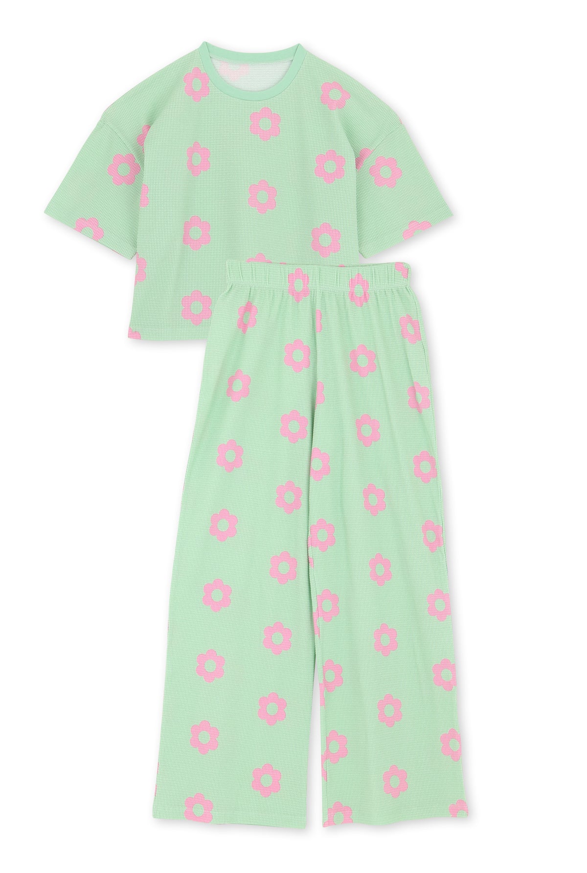 Organic Cotton Waffle Pyjamas - Clodette Pistachio