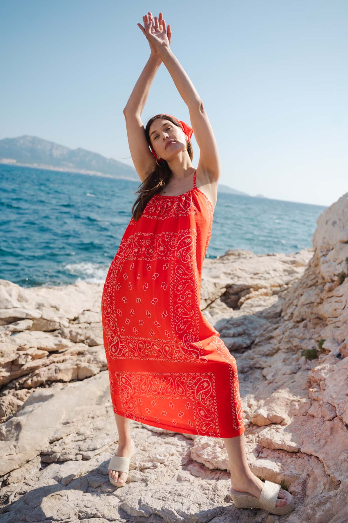 viscose beach dress Midi Turquoise Slip Dress  Silky Viscose Summer Dress with Side Slit