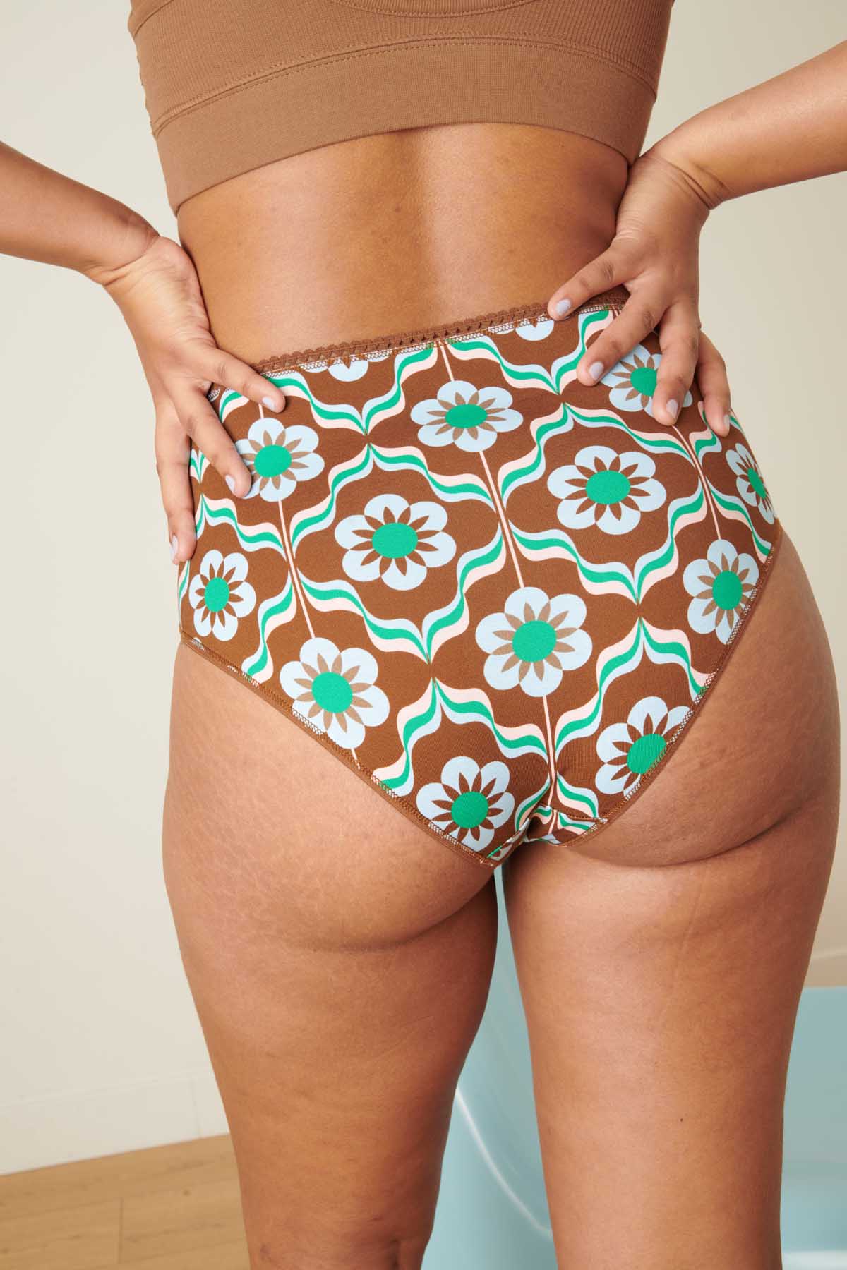 Culotte Taille Haute Coton BIO Sheila Marron