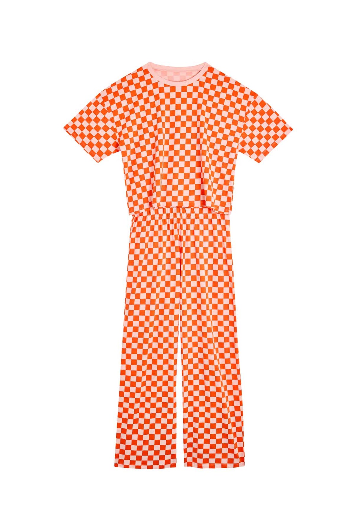 Pyjama long Coton BIO - Damier Rose