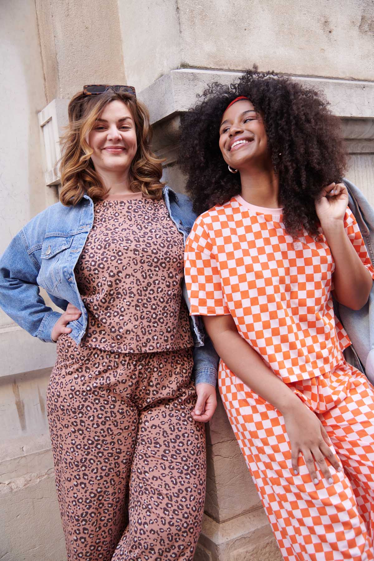 Pyjama long Coton BIO - Damier Rose