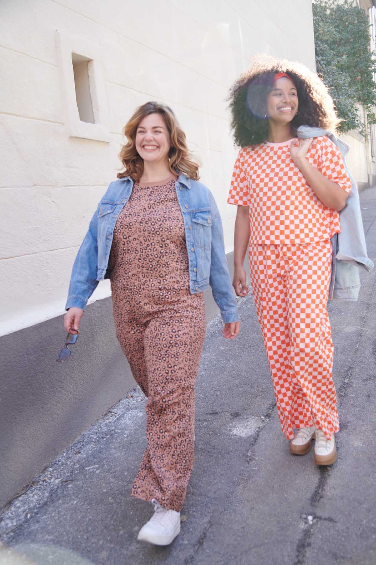 Pyjama long Coton BIO - Damier Rose