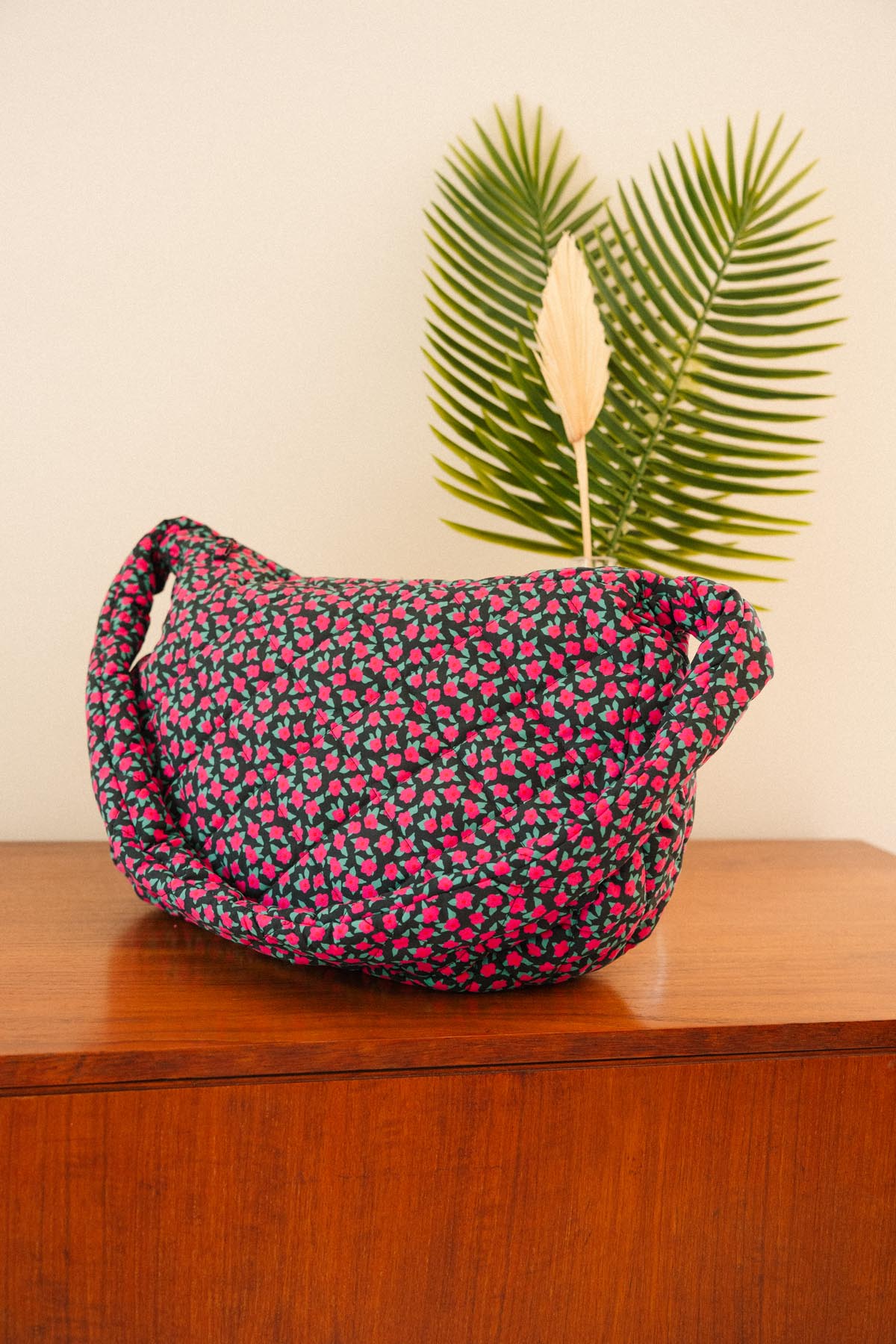 Sac matelassé - Mini Fleurs Fuchsia