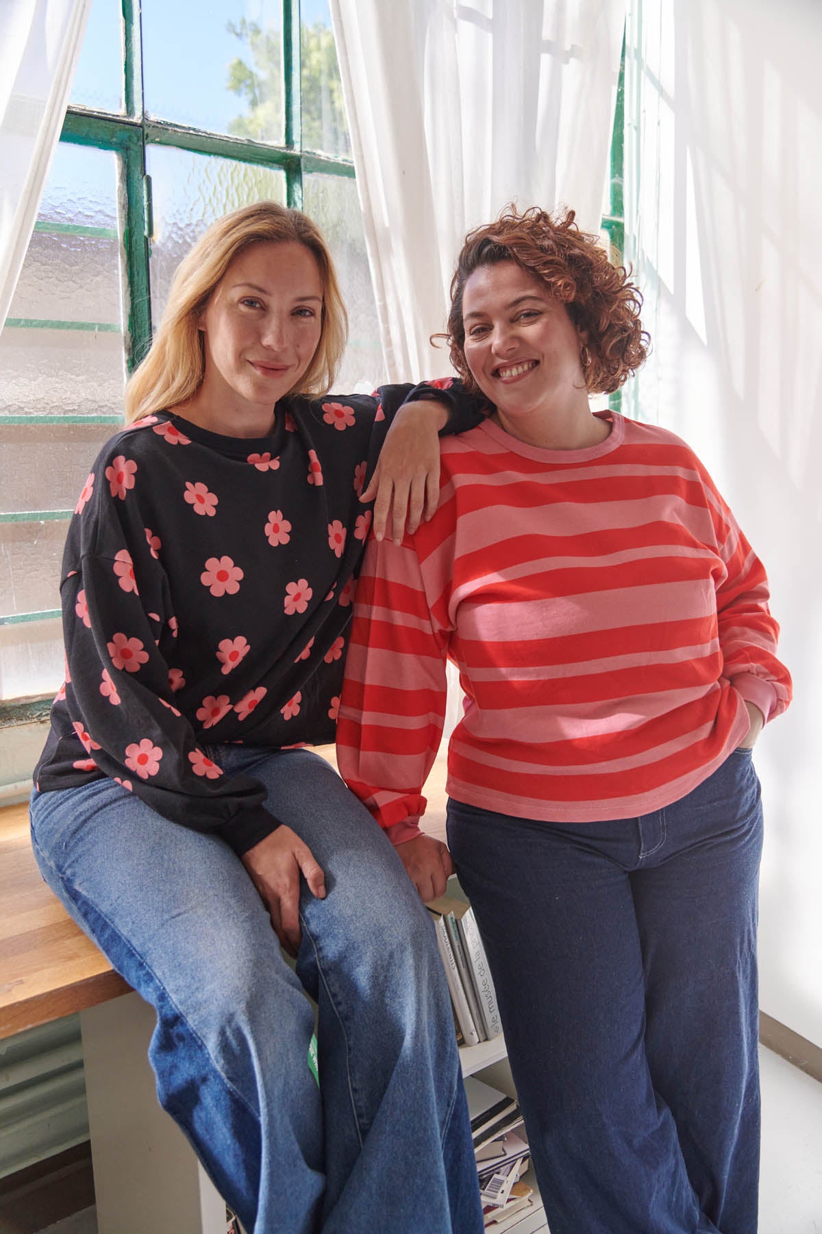 Sweat 100% Coton BIO - Retro Lines Rouge