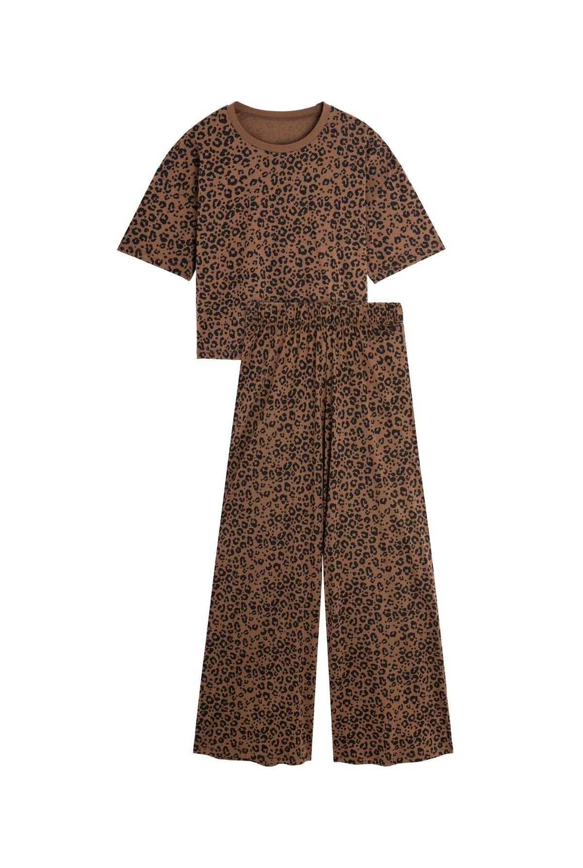 Pyjama Long Coton BIO - Léopard Marron