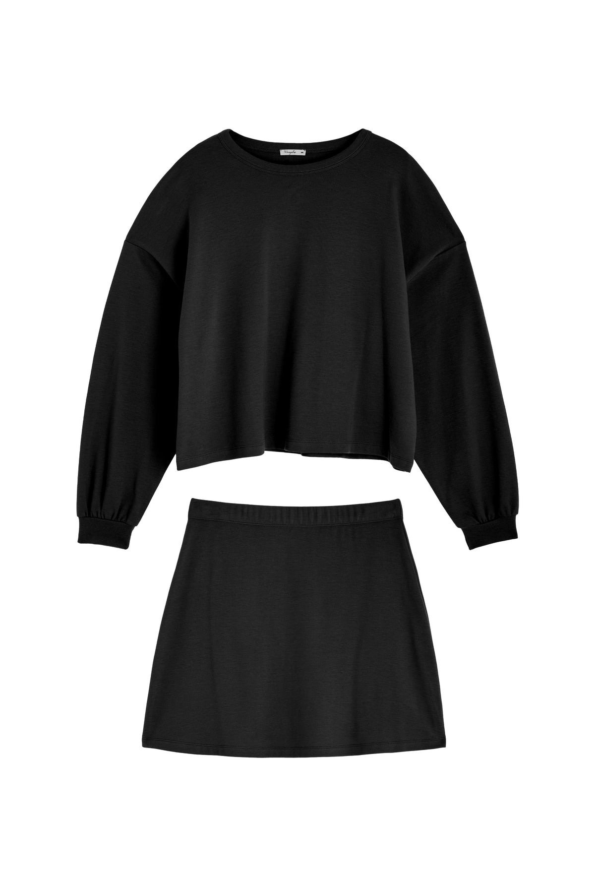 Ensemble Sweat & Jupe courte maille 100% COTON BIO - Noir