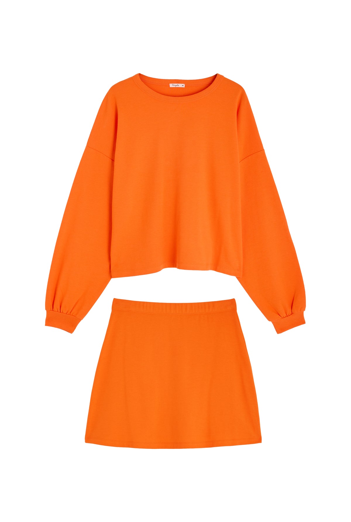 Ensemble Sweat & Jupe courte maille 100% COTON BIO - Orange