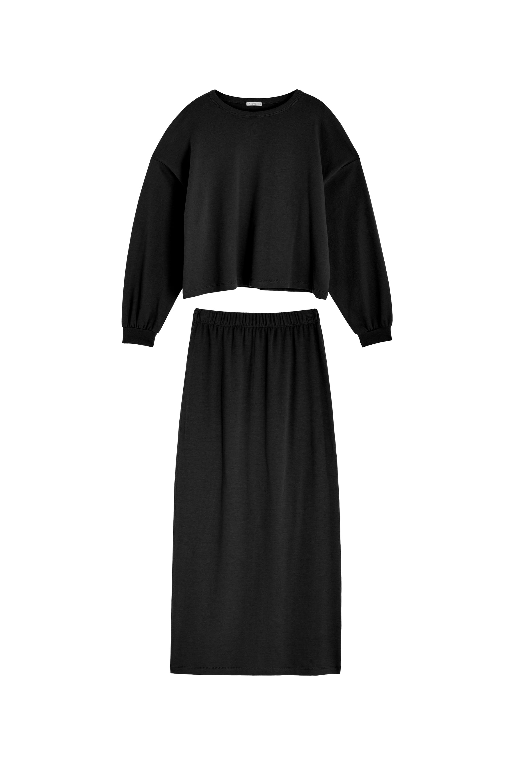 Ensemble Sweat & Jupe longue maille 100% COTON BIO - Noir