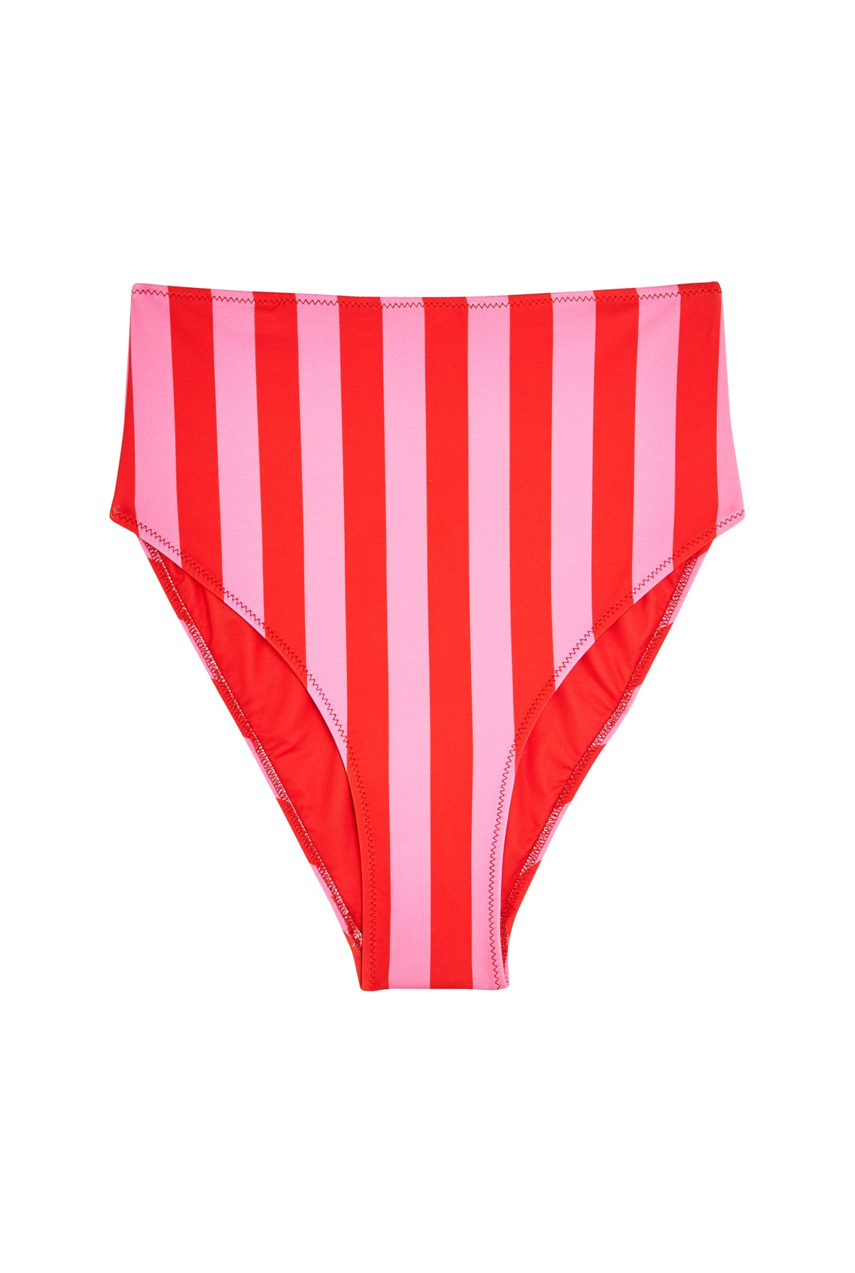High-waisted bikini bottoms - Pink and red stripes