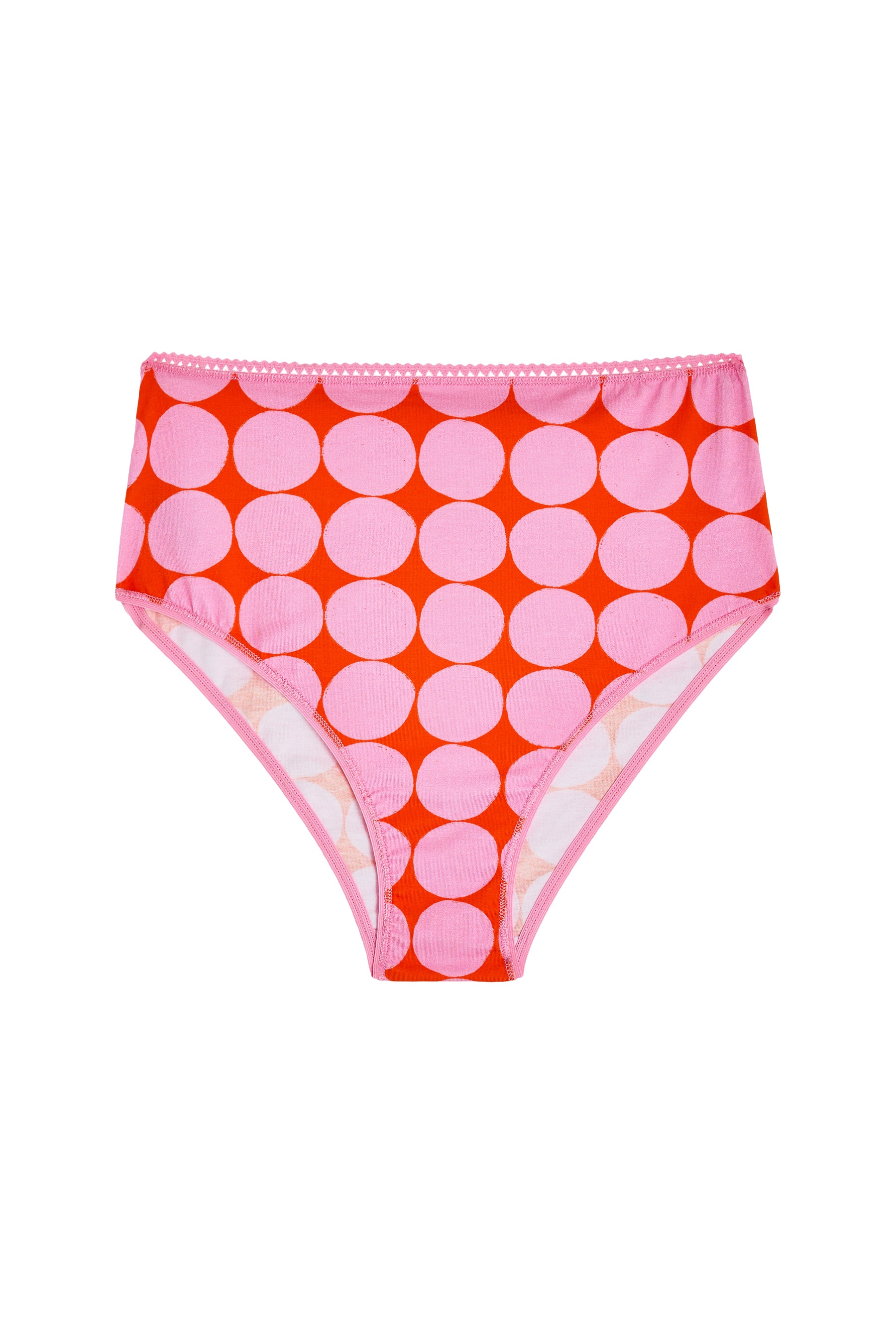 Culotte Taille Haute Coton BIO - Rond Rose