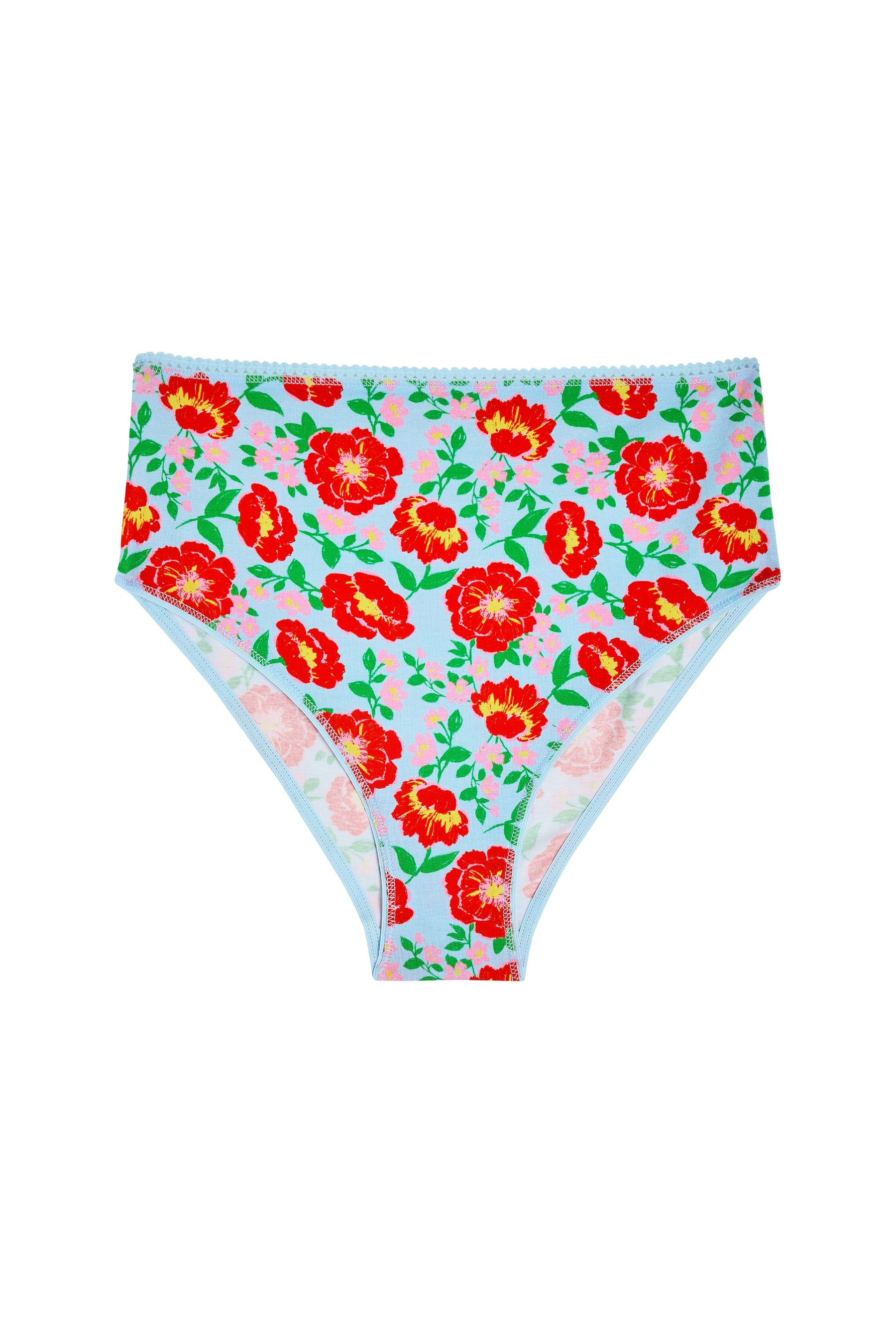 Culotte Taille Haute Coton BIO - Rosa Bleu Ciel