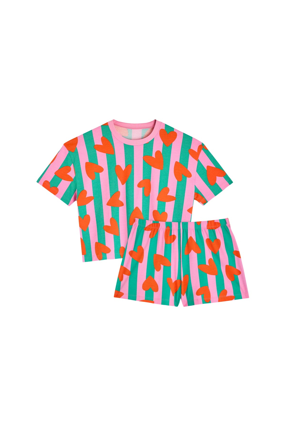 Pyjama Enfant Coton BIO - Coeurs Rayures