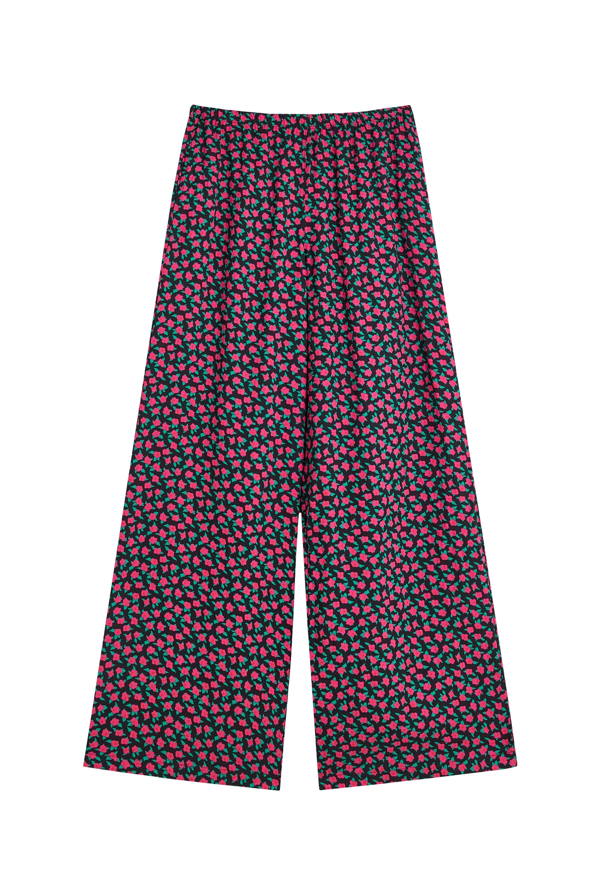 Pantalon Fluide Viscose - Mini Fleurs Fuchsia