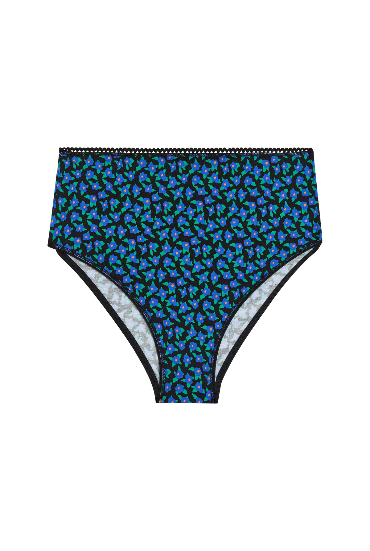 Culotte Taille Haute Coton BIO - Mini Fleurs Bleu