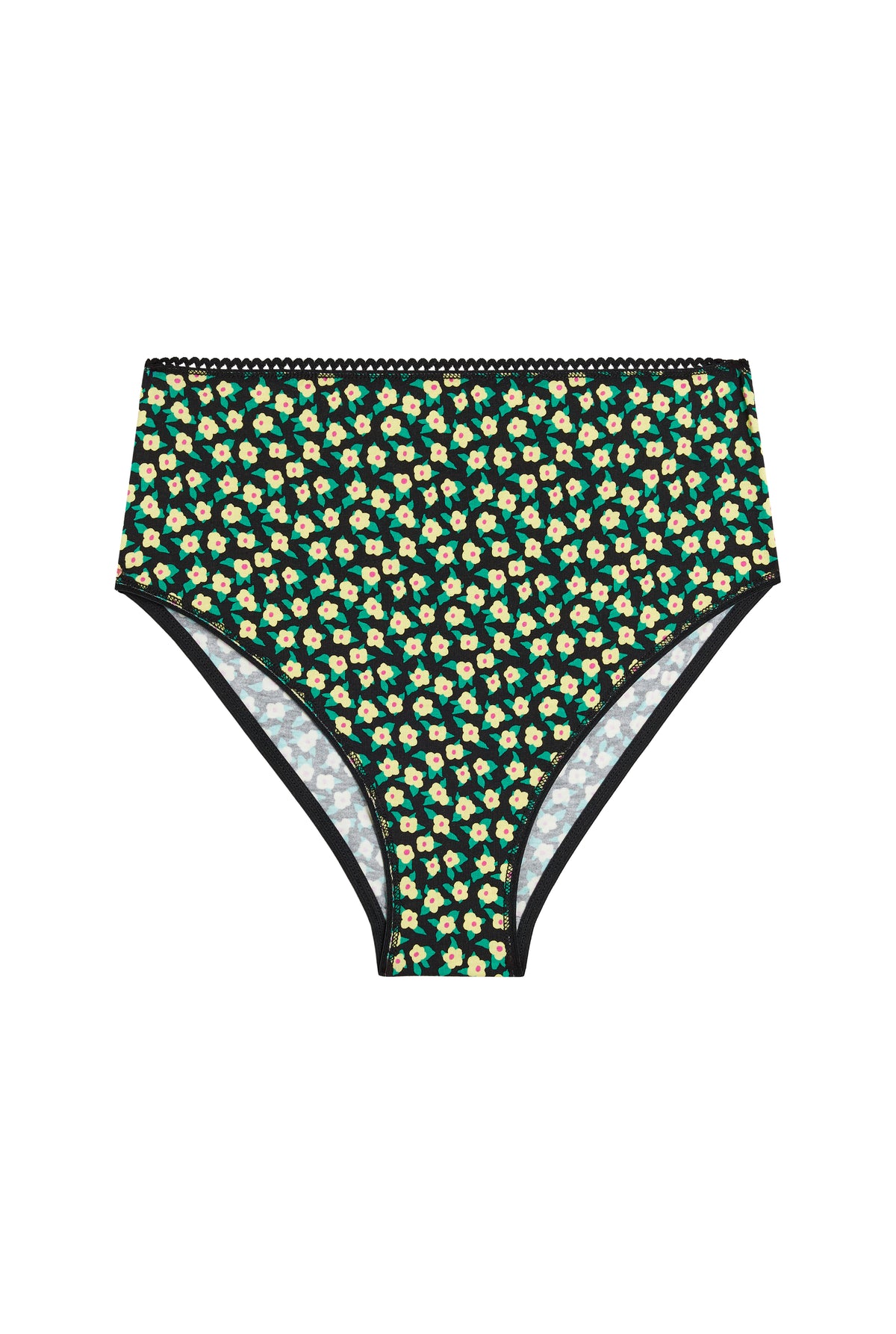 Culotte Taille Haute Coton BIO - Mini Fleurs Jaune