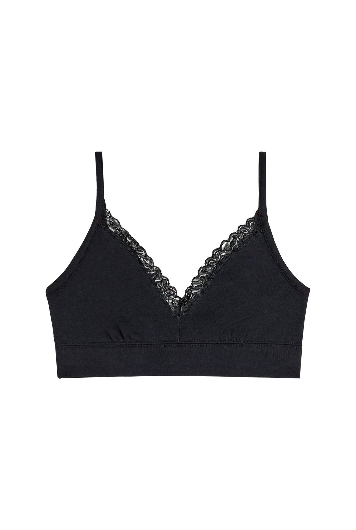 Cotton Lace Bralette - Black