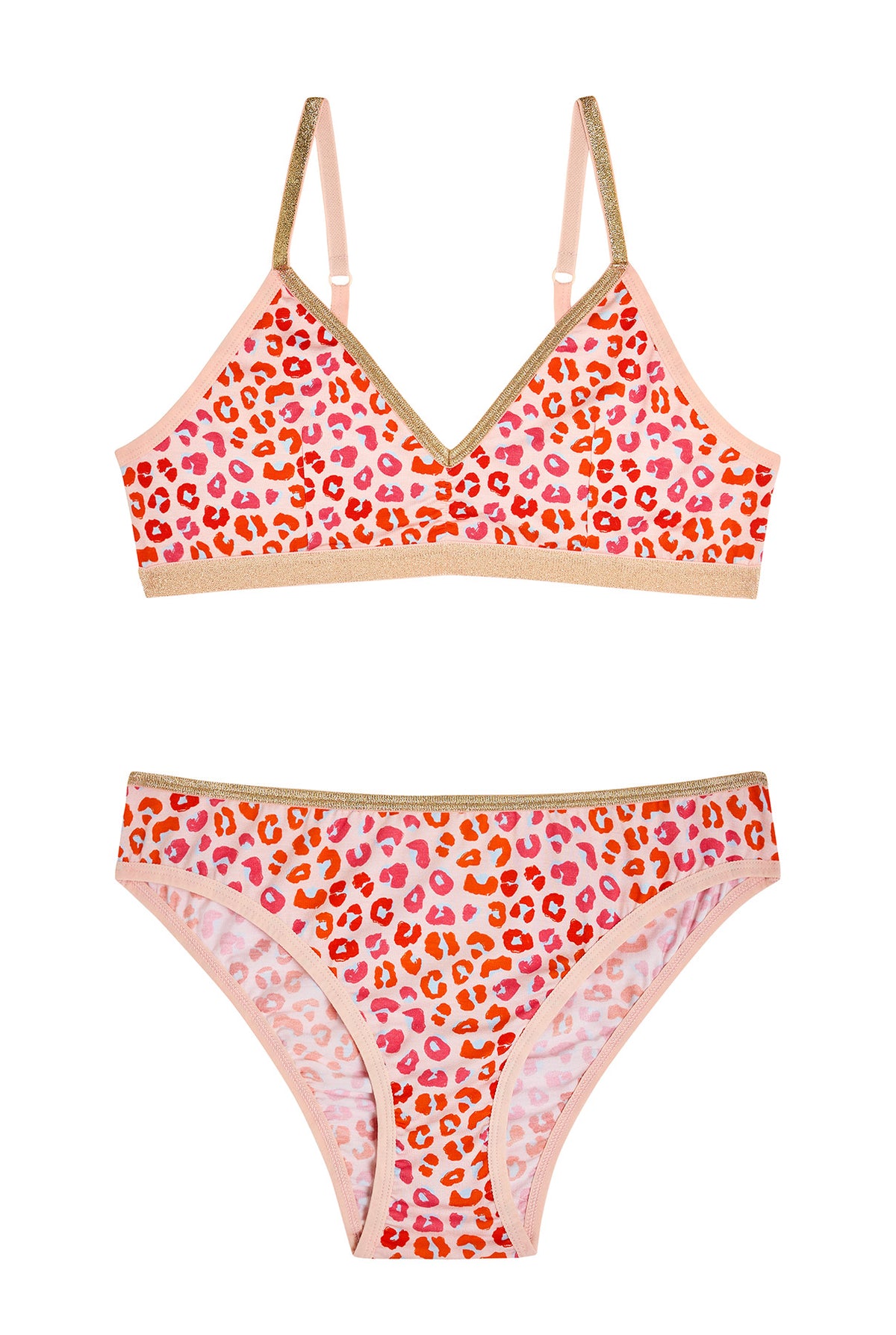 1 BRASSIERE + 1 CULOTTE - Léopard Rose Lurex