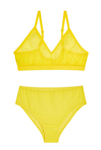 1 BRASSIERE + 1 TAILLE HAUTE TULLE - Jaune