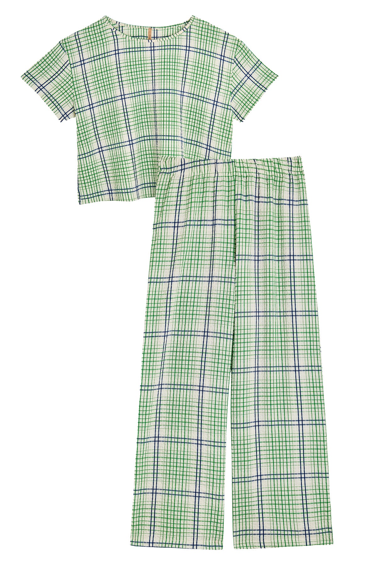 Ensemble Texturé Géométrique - Vert et Bleu