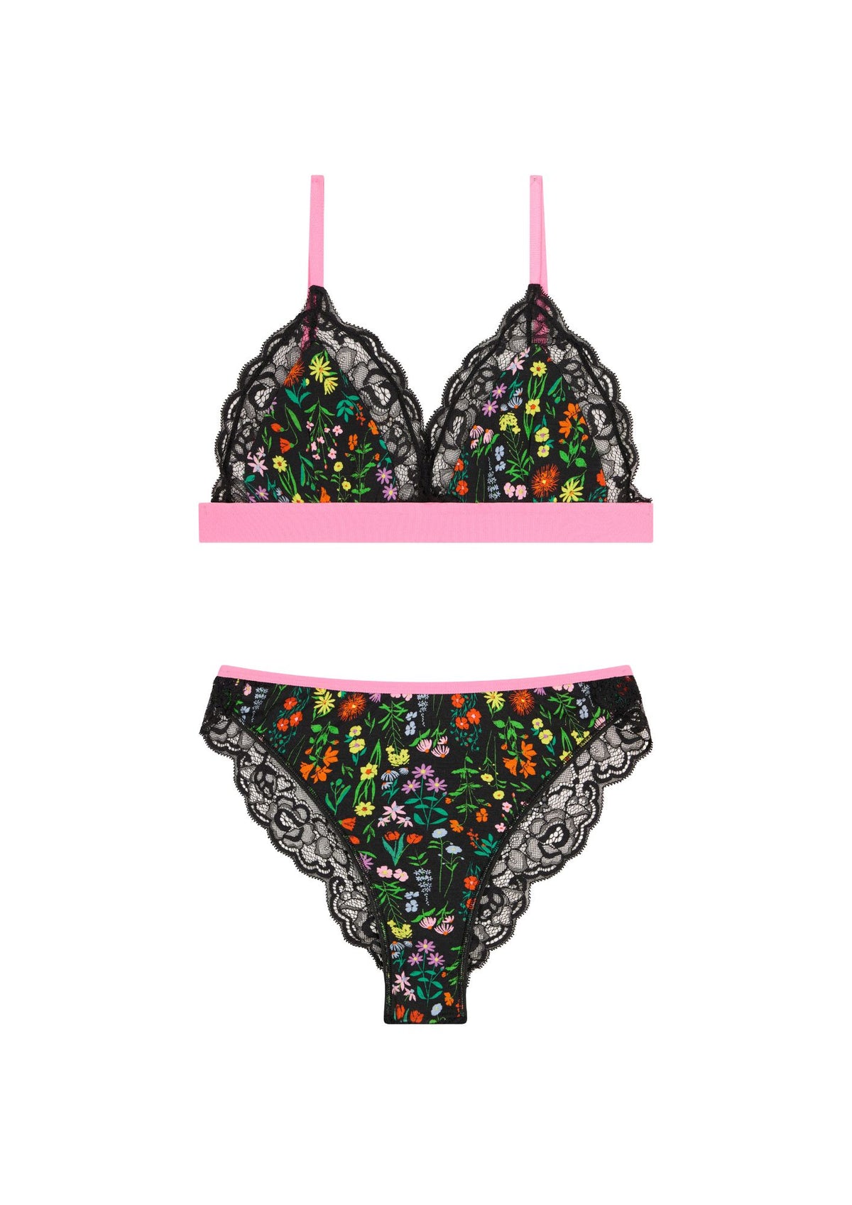 BRASSIÈRE + CULOTTE BI-MATIÈRE - Pampa Noir