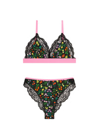 BRASSIÈRE + CULOTTE BI-MATIÈRE - Pampa Noir