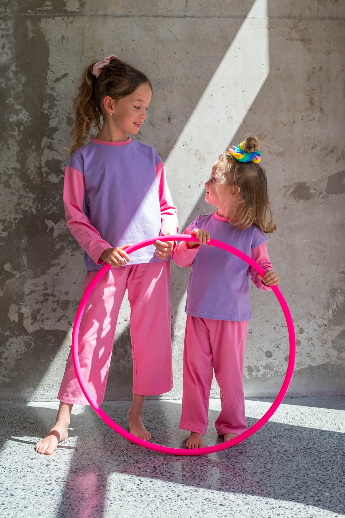 Pyjama manches longues enfant - Colorblock Rose