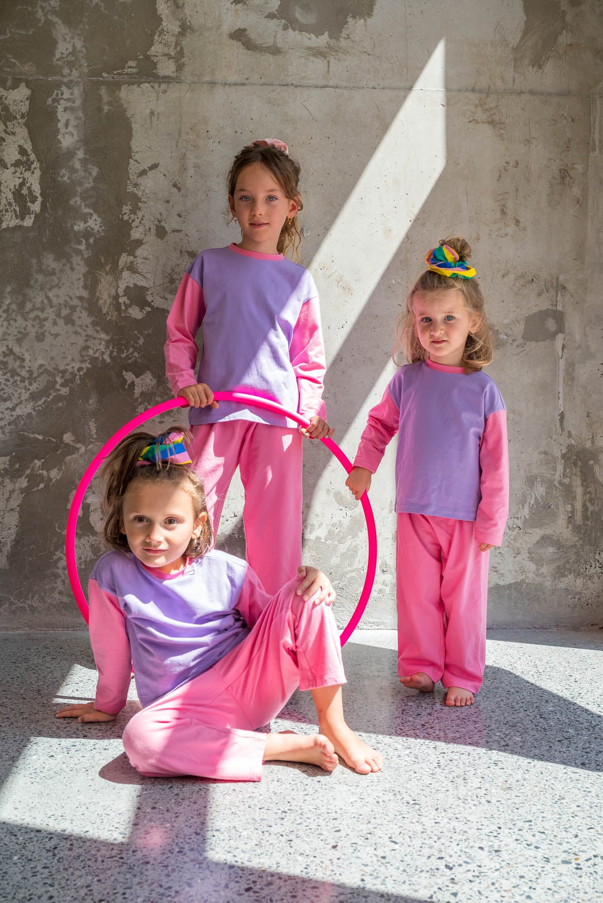 Pyjama manches longues enfant - Colorblock Rose