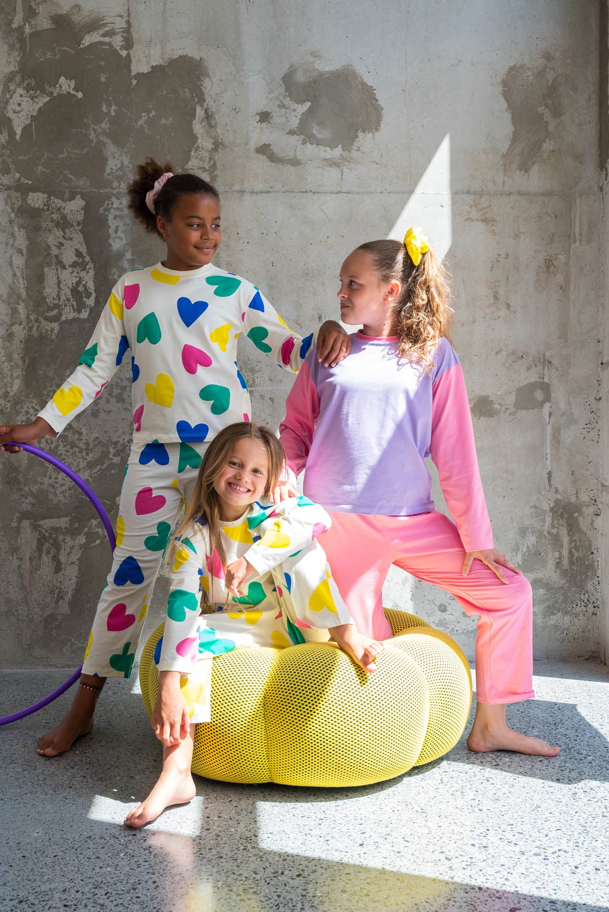 Pyjama manches longues enfant - Colorblock Rose