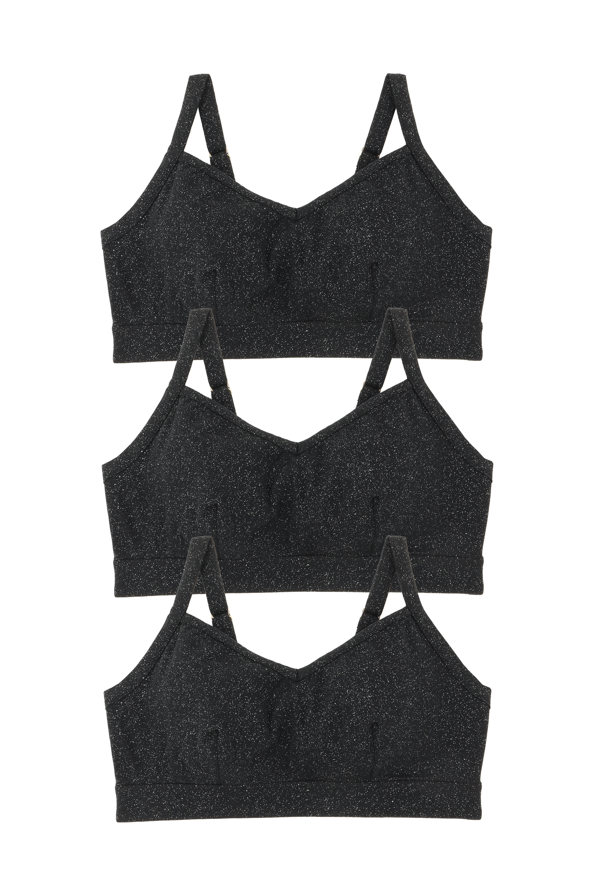 3 brassières grande taille - Paillettes Noir
