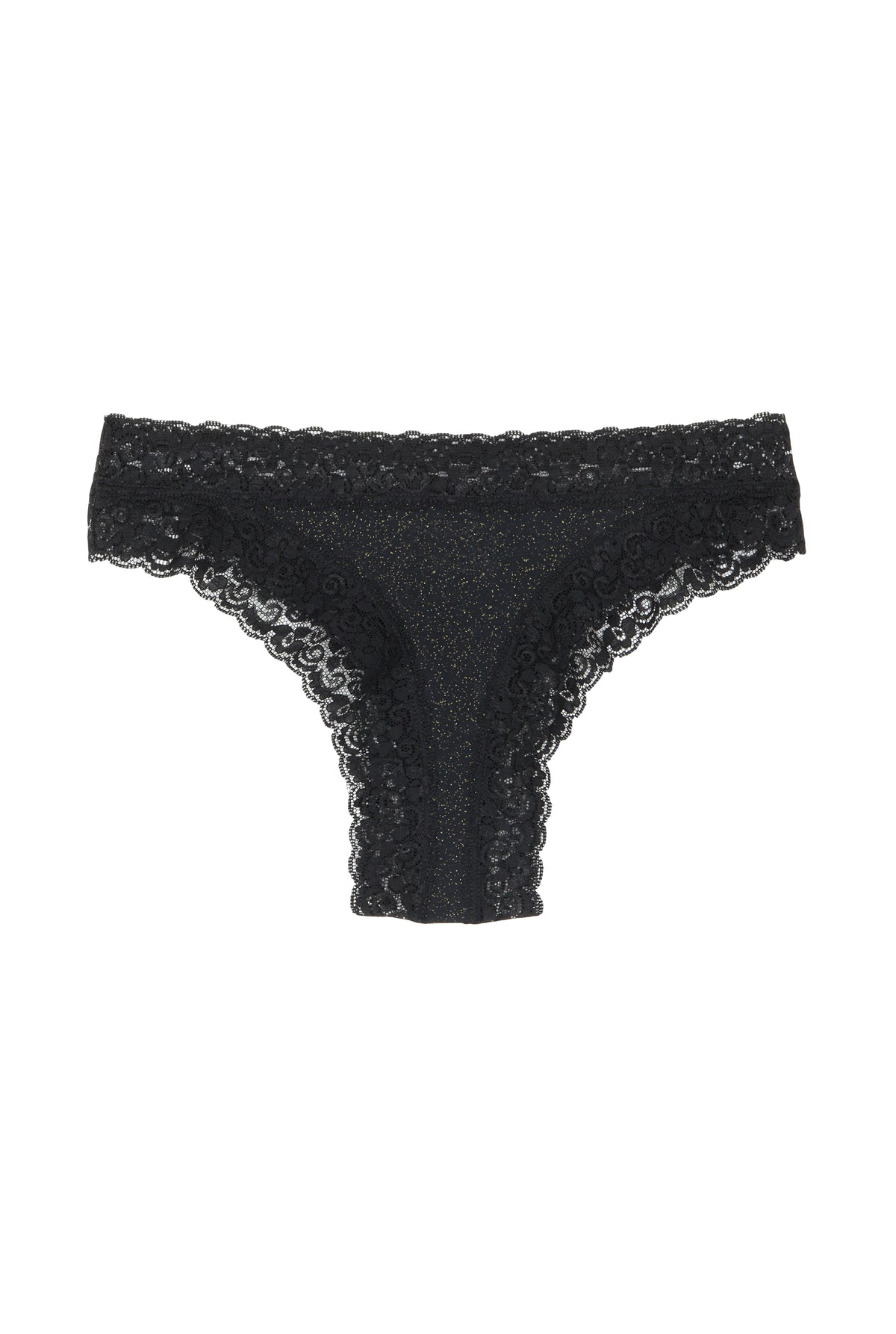 Tanga Brésilien Coton BIO & Dentelle - Paillettes Black