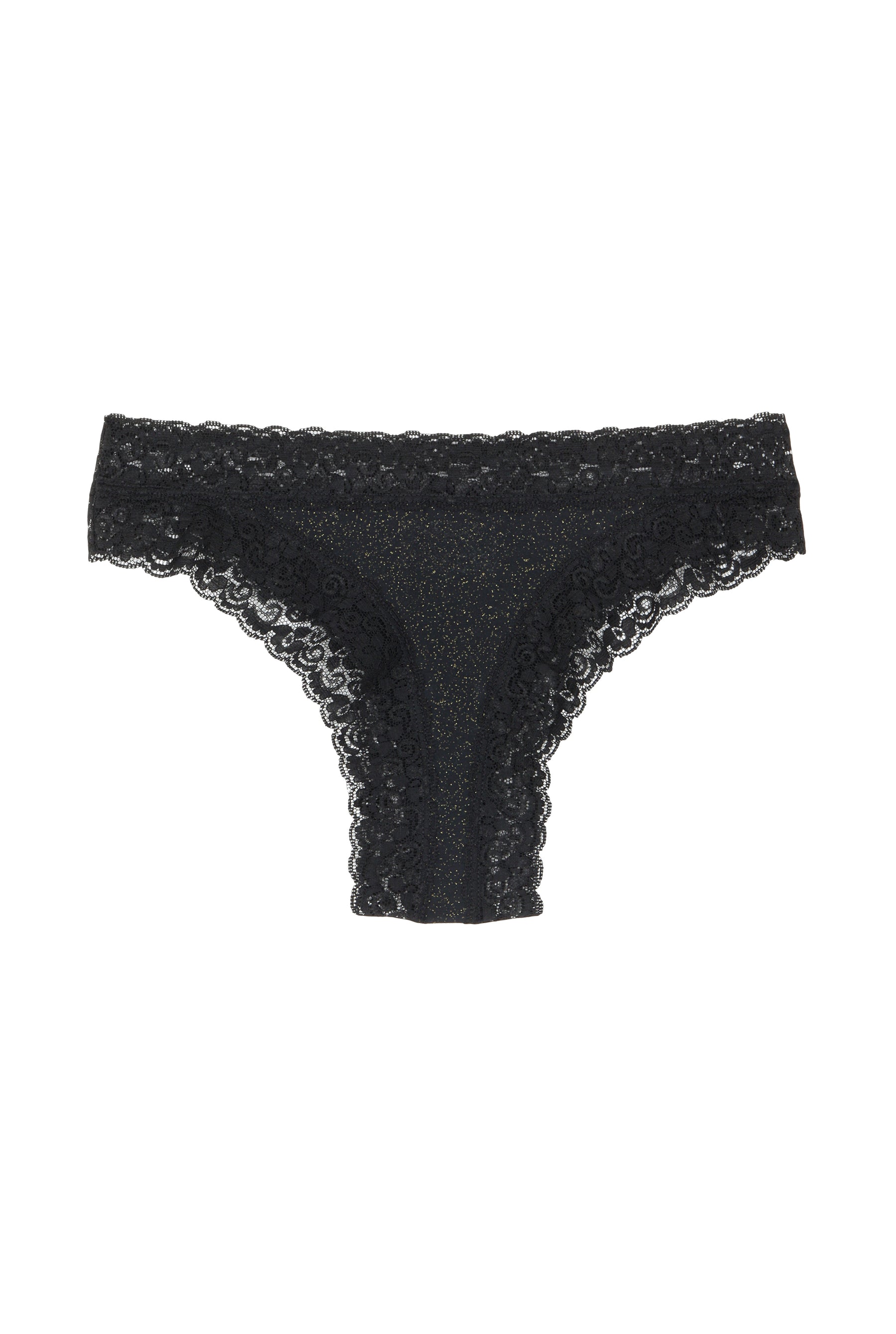 Tanga Brésilien Coton BIO & Dentelle - Paillettes Black