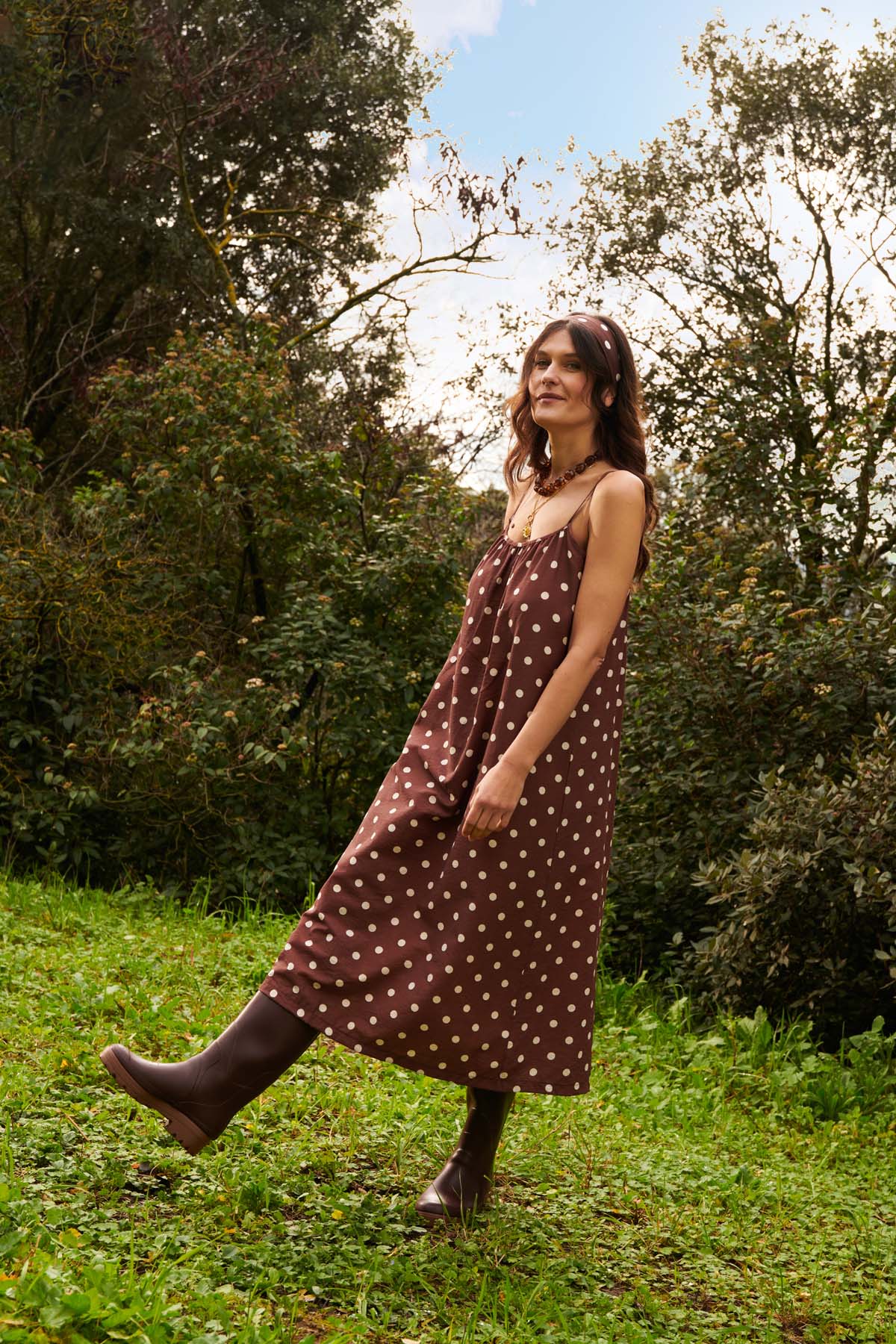 Bandeau Coton BIO - Pois Marron